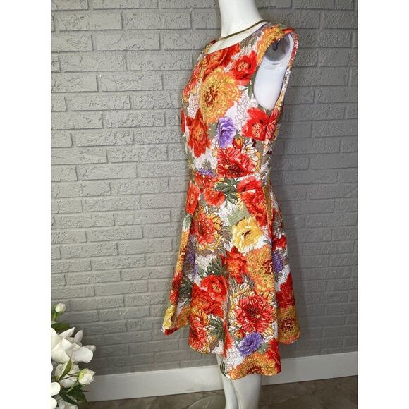 Danny & Nicole Women Textured Floral Fit And Flare Dress With Pockets Size 10 - Picture 5 of 11